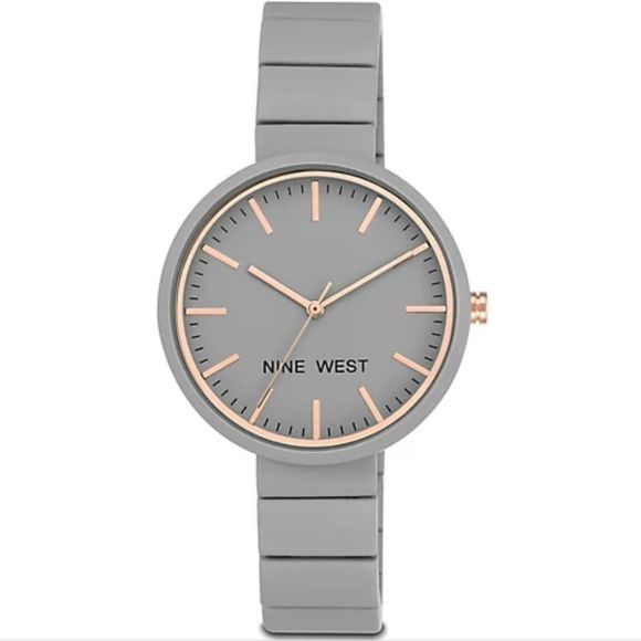 Nine West Ladies Gray Kerena Bracelet Watch Ceramic‎ Look Analog Wristwatch 36mm - Picture 1 of 8